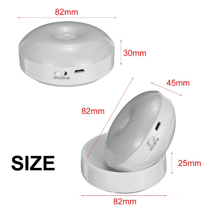 360 Fokban Elforgatható Led-es Mozgásérzékelő Éjszakai Fény Usb Újratölthető Lámpa Mágneses Talppal Lépcsőhöz Hálószoba Fürdőszoba Konyha Előszoba Fehér/meleg