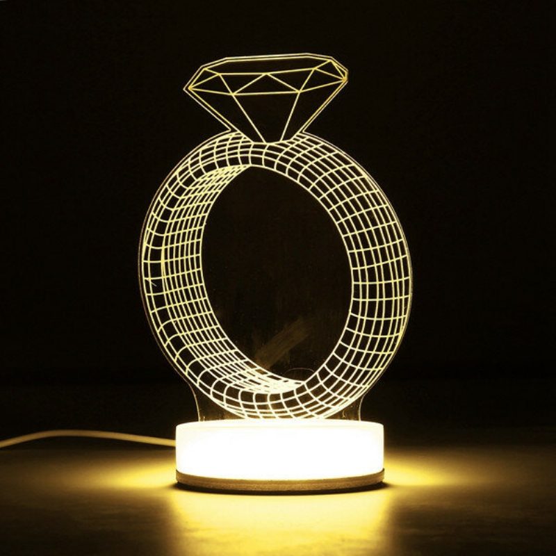 3d Illusion Usb Led Éjszakai Lámpa Meleg Fehér Asztali Karácsonyi Ajándék