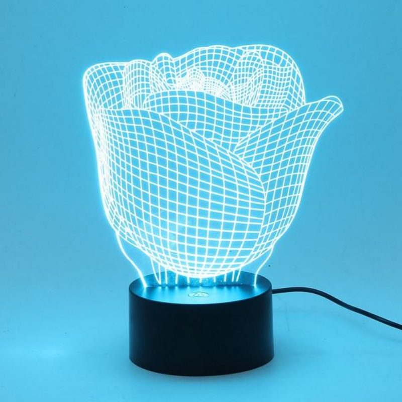 3d Megvilágított Illúzió Színváltó Rózsa Led Asztali Éjszakai Lámpa