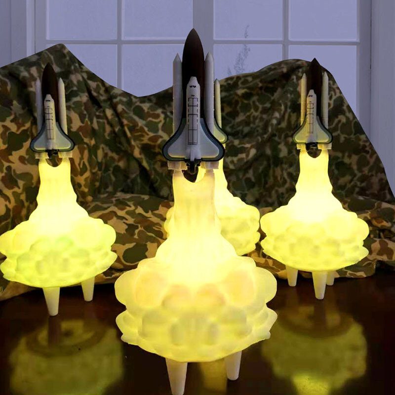 3d Nyomtatás 16 Színes Saturn Rakéta Lámpa Usb Led Gyerek Éjszakai Fény Szabályozható Érintős Vezérlés + Távirányító