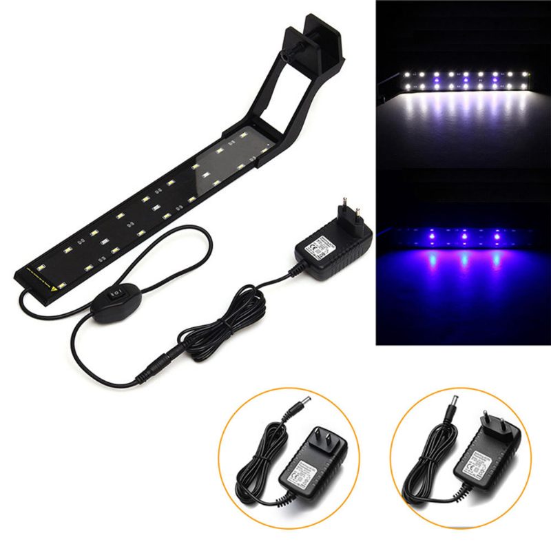 8 W-os 33 cm-es Kék-fehér Led Állítható Akváriumi Lámpa Szupervékony Csíptetős