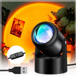 Charminer 180°-ban Elforgatható Naplemente Vetítő Led Lámpa Dekor Fényképes Usb Éjszakai Hálószoba Nappali Bulihoz