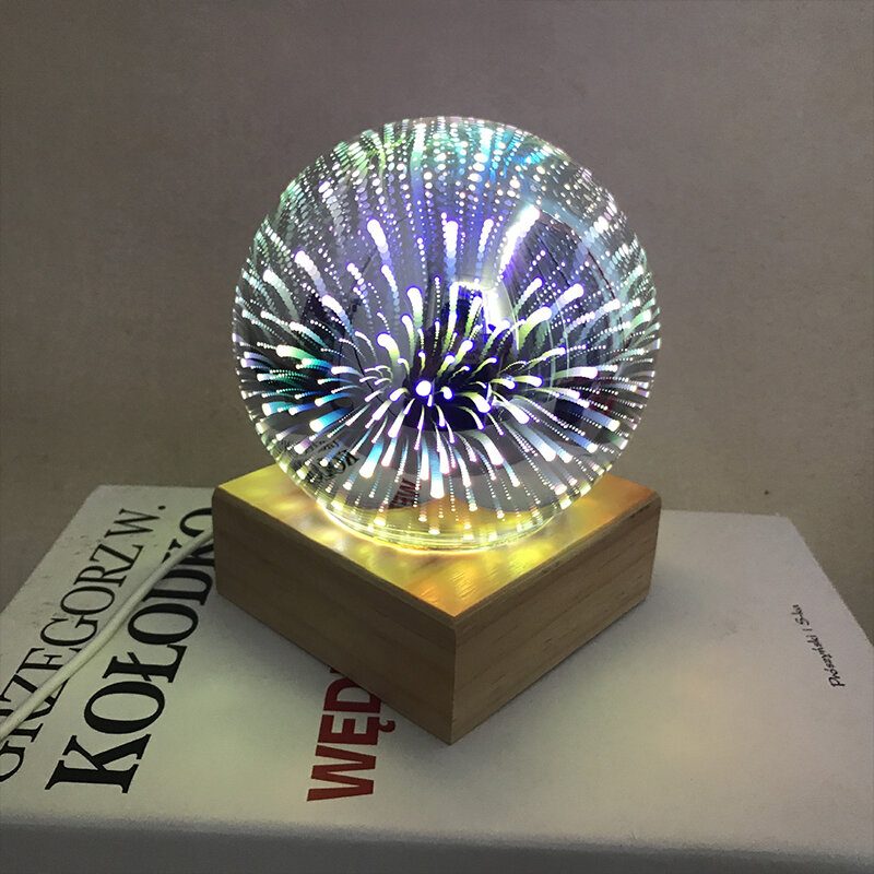 Fa Színes 3d Magic Ball Vetítőlámpa Usb Tápfeszültség Éjszakai Lámpa Karácsonyi Dekorációhoz Fények Ajándék