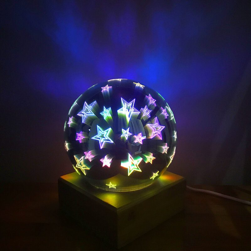 Fa Színes 3d Magic Ball Vetítőlámpa Usb Tápfeszültség Éjszakai Lámpa Karácsonyi Dekorációhoz Fények Ajándék