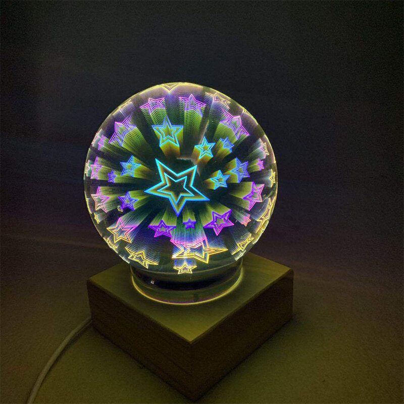 Fa Színes 3d Magic Ball Vetítőlámpa Usb Tápfeszültség Éjszakai Lámpa Karácsonyi Dekorációhoz Fények Ajándék