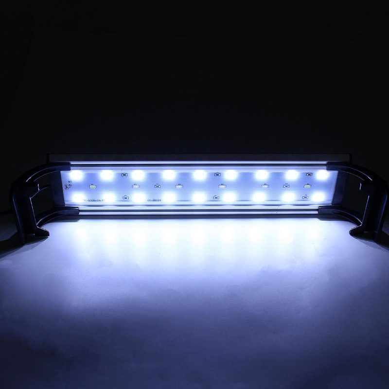 Fényszabályozható És Időzített Led-es Halak Akvárium Lámpa Burkolata Világítás Kihúzható Konzolokkal 30 cm-es Tartályos Növények Növekedéséhez 3 Fénymód Fehér + Kék + Piros Led 5730smd