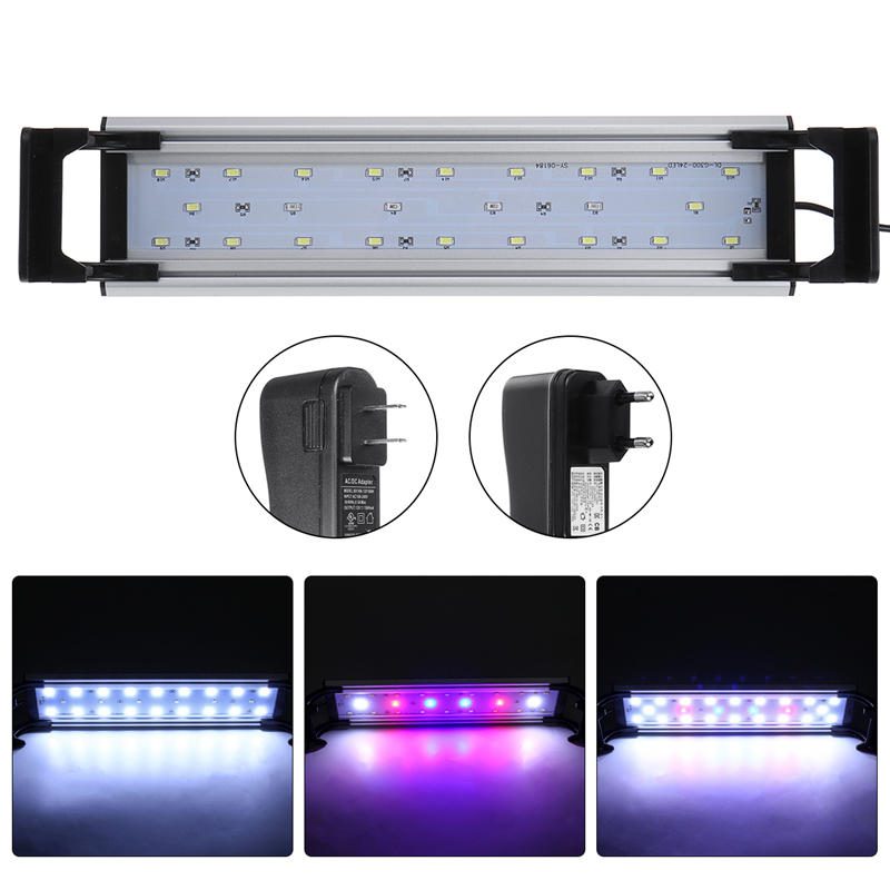 Fényszabályozható És Időzített Led-es Halak Akvárium Lámpa Burkolata Világítás Kihúzható Konzolokkal 30 cm-es Tartályos Növények Növekedéséhez 3 Fénymód Fehér + Kék + Piros Led 5730smd