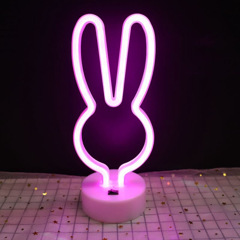 Frissítés Neon Night Light Rabbit Vibrato Anchor Bigmouth Bird Kreatív Éjszakai Fényfolt
