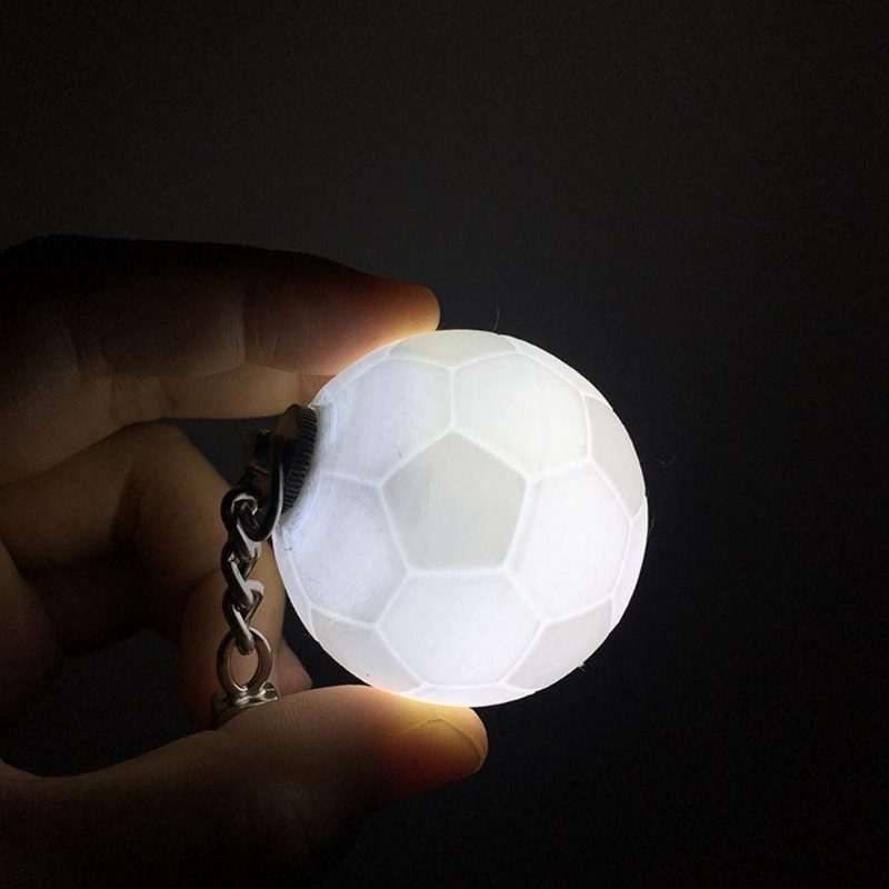 Hordozható Futballlámpa 3d Nyomtató Kulcstartó Színes Led Éjszakai Lámpa Kreatív Elemes Táska Dekoráció