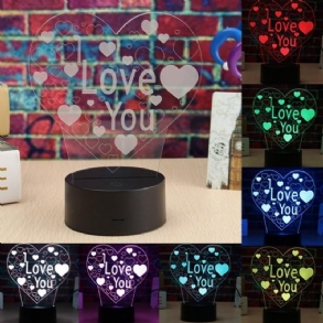Led 3d Színes I Love You Éjszakai Fény Távirányítós Érintésérzékelős Asztali Lámpa