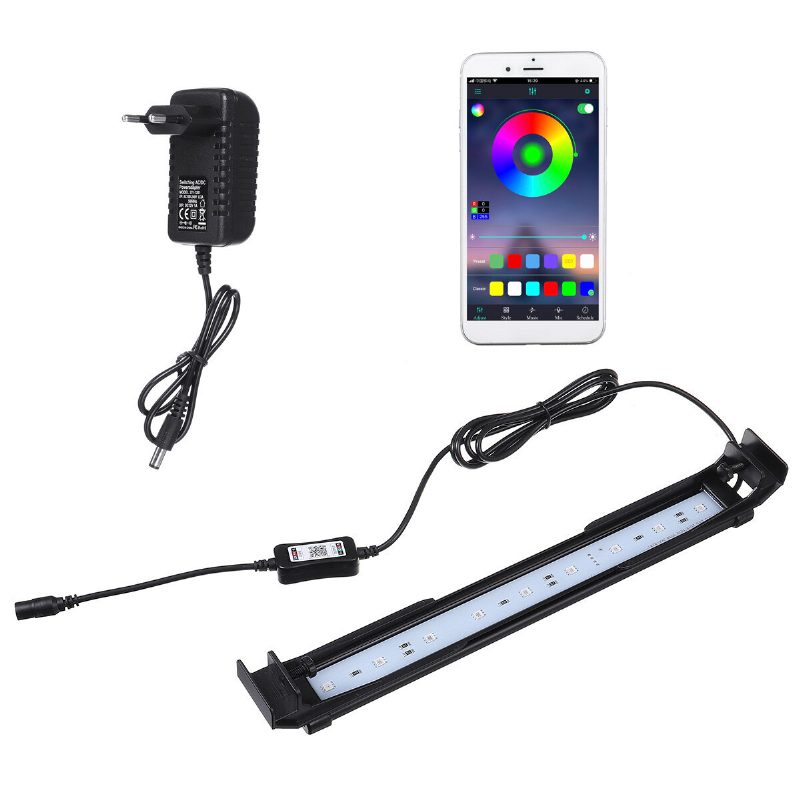 Szabályozható 32 cm-es 10 W-os Bluetooth App Vezérelt Rgb Led Akváriumi Világítás Állítható Felső Lámpa Akváriumhoz/haltartályhoz