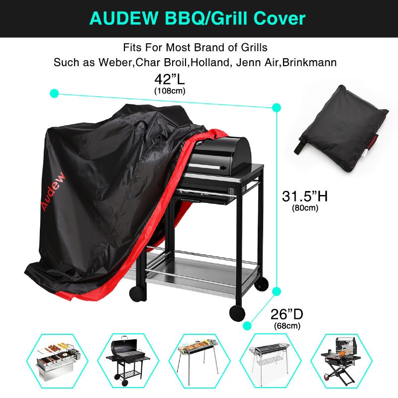 Audew 32 Hüvelykes Bbq Grill Fedél Nagy Teherbírású Vízálló Uv-álló Védelem Kültéri Használatra