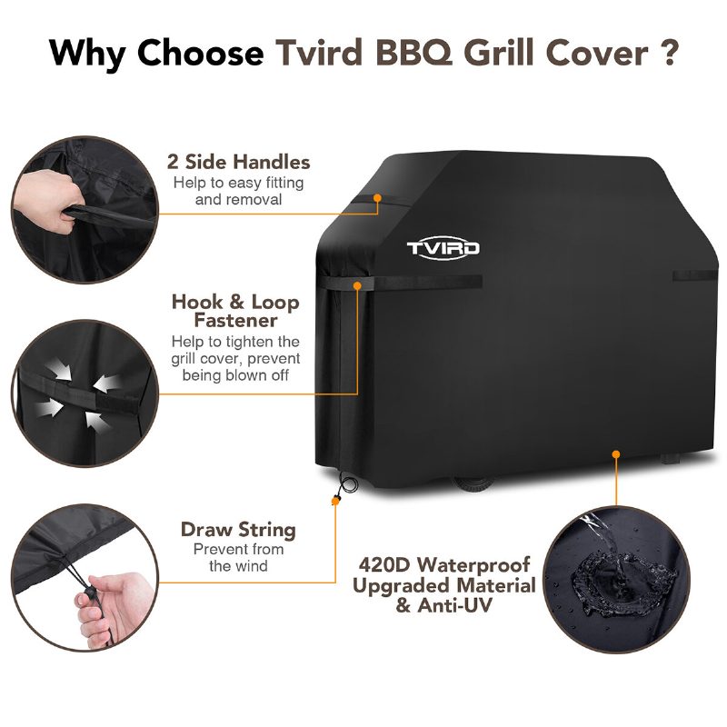 Tvird 170x61x122cm Bbq Grill Fedél Por-/vízálló Kültéri Gázfüstölő