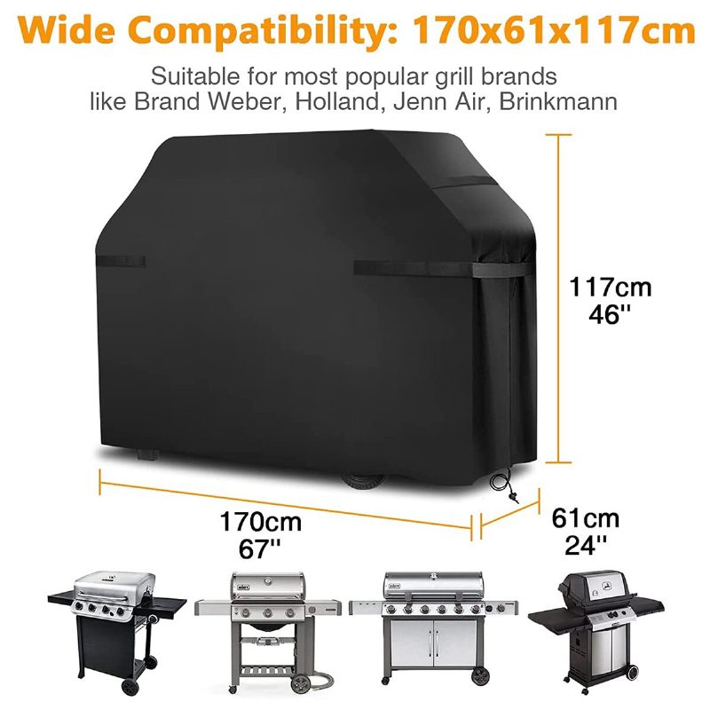 Tvird 170x61x122cm Bbq Grill Fedél Por-/vízálló Kültéri Gázfüstölő