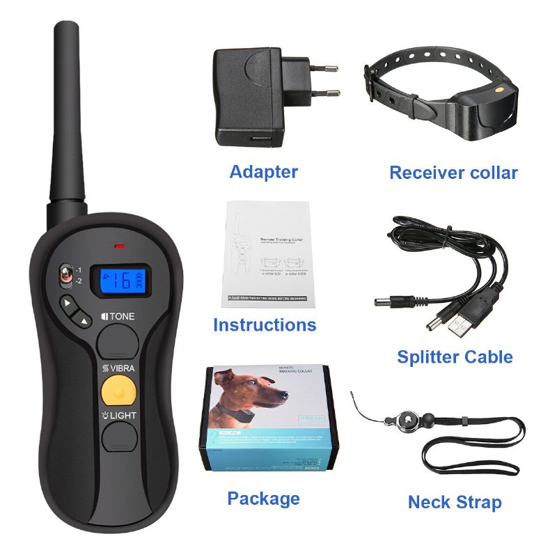 2x Focuspet Lcd Elektromos Távirányító Dog Shock Bark Nyakörv Trainer Ipx7