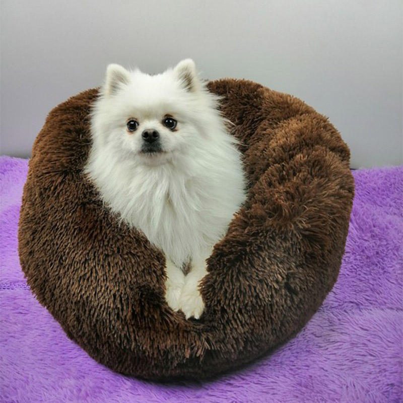 40-100 cm-es Kisállatkellékek Kennel Kerek Plüss Kisállat Fészek Párnázott Puha Meleg Macskaágy Alátét