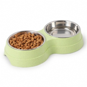 Double Pets Bowl Water Food Feeder Rozsdamentes Acél Edényadagoló