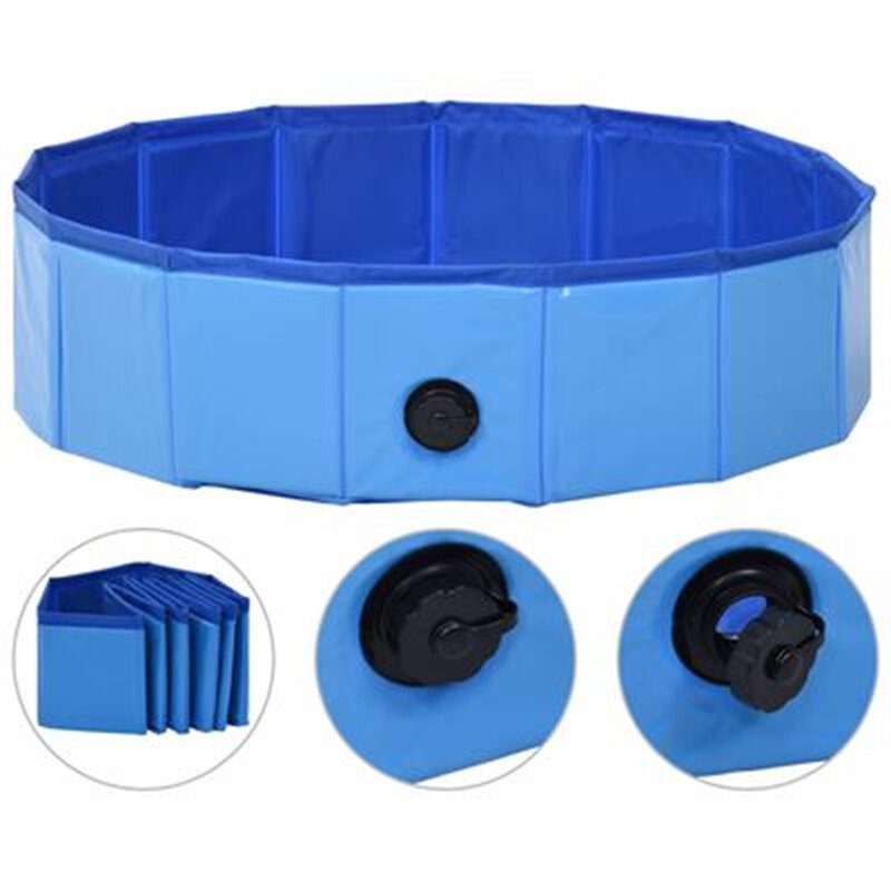 Eu Direct 80x20 cm Vidaxl 170825 Összecsukható Kutyaúszómedence Kék Pvc Fürdőkád Hűtőszőnyeg