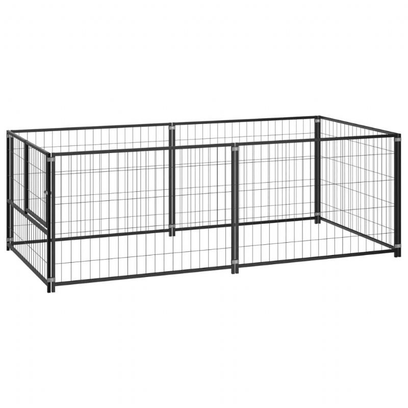 Eu Direct Vidaxl 150790 Kültéri Kutyakennel Fekete 200x100x70 cm Acélház Ketrec Összehajtható Kiskutya Macskák Alvó Fém Járóka Edzés Ágytálca Kisállat Kellékek