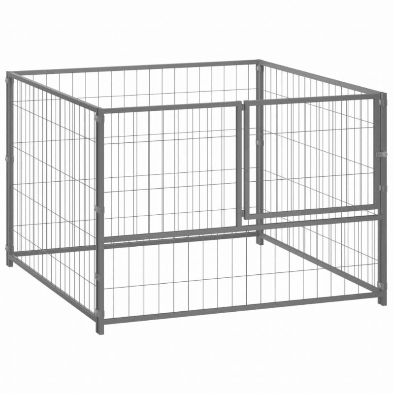 Eu Direct Vidaxl 150792 Kültéri Kutya Kennel Ezüst 100x100x70 cm Acélház Ketrec Összehajtható Kiskutya Macskák Alvó Fém Járóka Edzés Ágytálca Kisállatkellékek