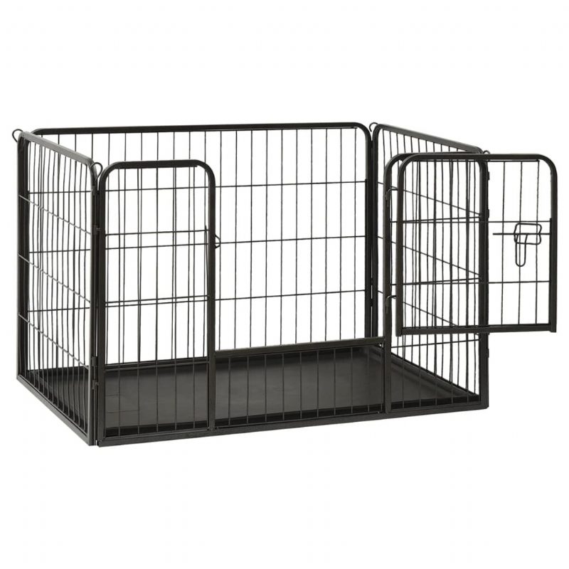 Eu Direct Vidaxl 170575 Kültéri Kutyajáró Acél 91.5x59x61 cm Ház Ketrec Összehajtható Kiskutya Macskák Alvó Fém Járóka Gyakorlat Edzés Ágytálca Kisállat Kellékek