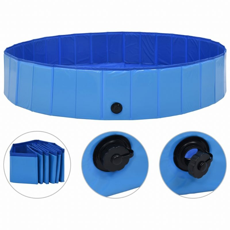 Eu Direct Vidaxl 170827 Összecsukható Kutyaúszómedence Kék 160x30 cm Pvc Kiskutya Fürdő Macskáknak Játszó Gyerekeknek Fürdőkád Kisállat Kellékek