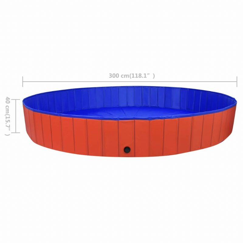 Eu Direct Vidaxl 92601 Összecsukható Kutyaúszómedence Piros 300x40 cm Pvc Kiskutya Fürdő Macskáknak Játszó Gyerekeknek Fürdőkád Kisállat Kellékek