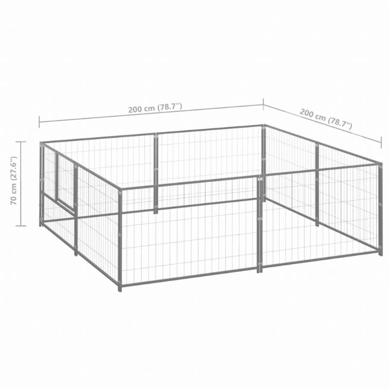 Kutya Kennel Ezüst 43.1 Ft² Acél