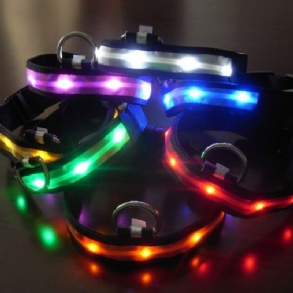 L Méretű Nylon Biztonsági Villogó Világító Fényű Led Kutyanyakörv
