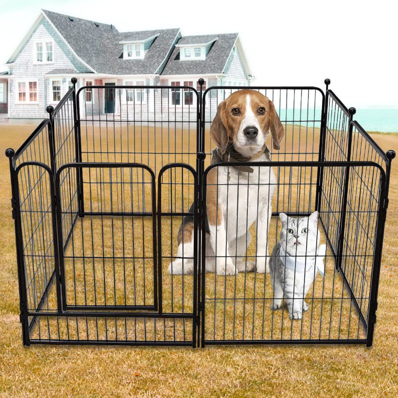 Pawgiant Dog Pen 8 Paneles 40" Magasságú Lakóautó Kutyakerítés Kültéri Járókák Tornatoll Kutyáknak Fémvédő Kivitelű Rudak Összecsukható Sorompó Ajtóval