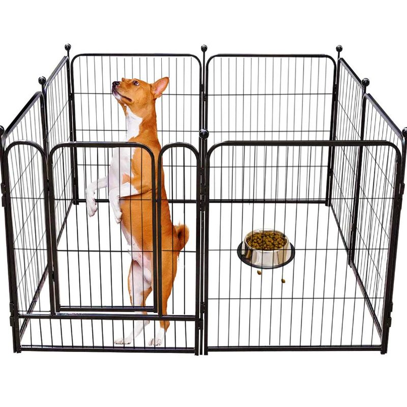 Pawgiant Dog Pen 8 Paneles 40" Magasságú Lakóautó Kutyakerítés Kültéri Járókák Tornatoll Kutyáknak Fémvédő Kivitelű Rudak Összecsukható Sorompó Ajtóval