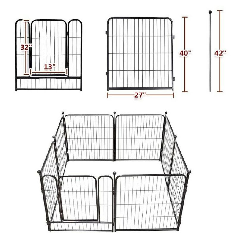 Pawgiant Dog Pen 8 Paneles 40" Magasságú Lakóautó Kutyakerítés Kültéri Járókák Tornatoll Kutyáknak Fémvédő Kivitelű Rudak Összecsukható Sorompó Ajtóval