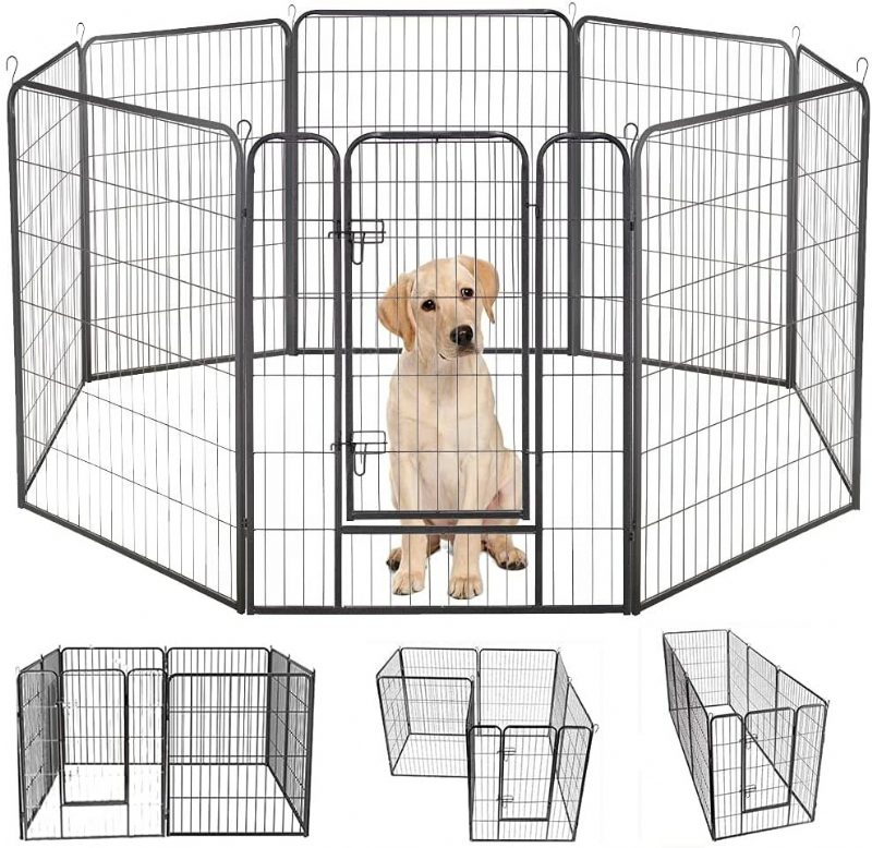 Pawgiant Dog Pen 8 Paneles 40" Magasságú Lakóautó Kutyakerítés Kültéri Járókák Tornatoll Kutyáknak Fémvédő Kivitelű Rudak Összecsukható Sorompó Ajtóval