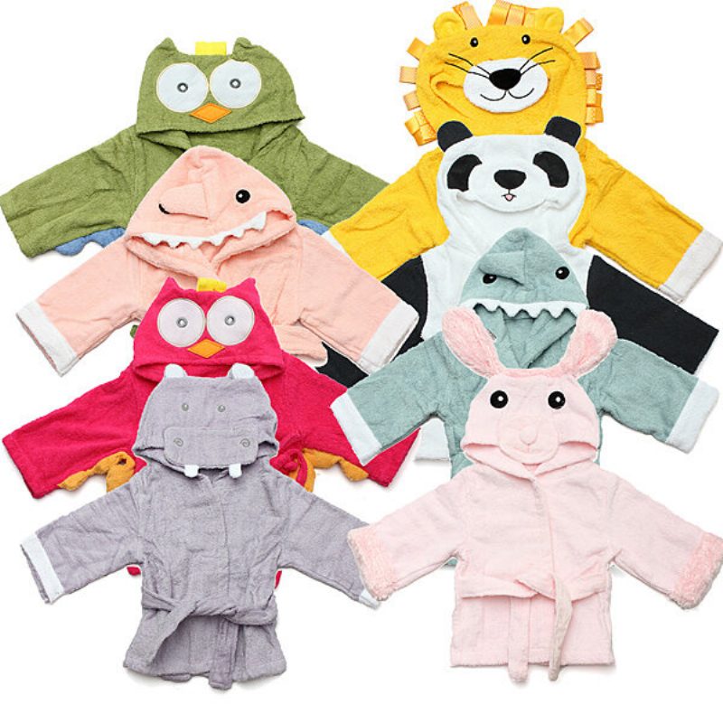 Baby Nighty Pizsama Gyerekek Tipegő Állat Rajzfilm Fürdőköpeny Törölköző