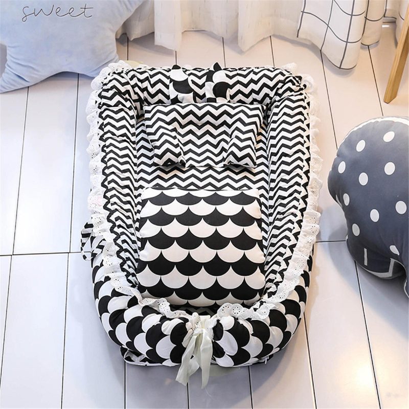 Baby Sleep Nest Ágy Párna Paplan Újszülött Légáteresztő Pamut Alvó Kiságy