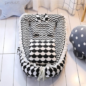 Baby Sleep Nest Ágy Párna Paplan Újszülött Légáteresztő Pamut Alvó Kiságy