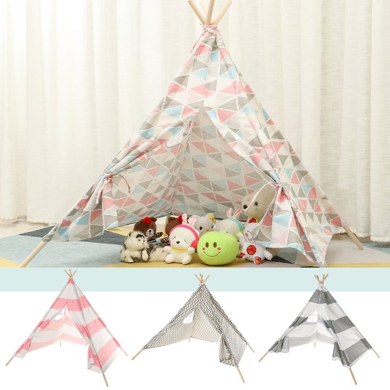 Nagy Teepee Sátor Gyerekek Pamutvászon Play House Fiú Lányok Wigwam