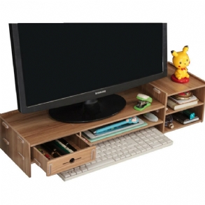 6 Színű Többfunkciós Asztali Monitor Állvány Számítógép Laptop Képernyő Emelő Fa Polc Tároló Tartó