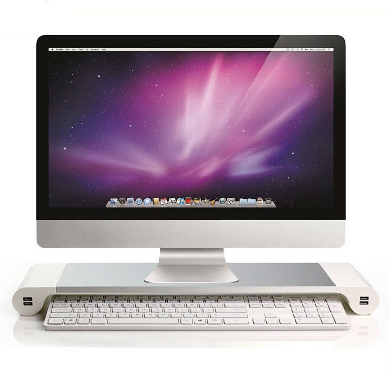 Alumínium Asztali Monitorállvány Csúszásmentes Notebook Laptop Emelő 4 Portos Usb Töltővel Imac Macbook Pro Airhez
