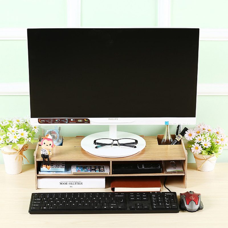 Fa Laptop Állvány Tartozékok Tároló Kijelző Monitor Emelő Konzol Nyakvédő Polc