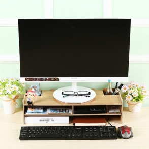 Fa Laptop Állvány Tartozékok Tároló Kijelző Monitor Emelő Konzol Nyakvédő Polc