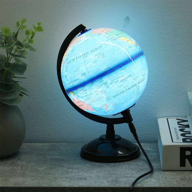 Led Világító Földgömb Usb Tápellátású 14 cm-es Forgatható Modell Gyerekeknek Oktatási Otthoni Dekoráció