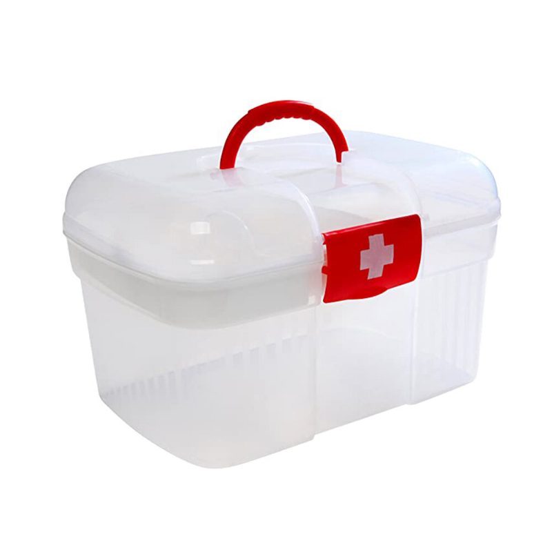 Otthoni Irodai Sürgősségi Eszköztár Tárolódoboz Tabletta Tároló Egészségügyi Rendszerező Nagy Méretű 27*18*16.5 cm