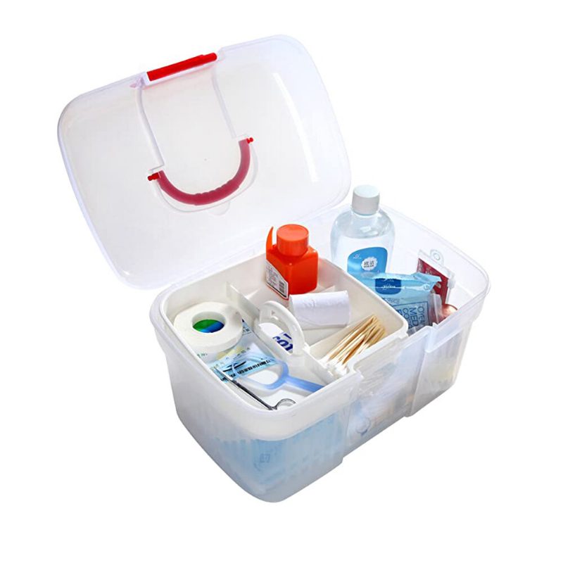 Otthoni Irodai Sürgősségi Eszköztár Tárolódoboz Tabletta Tároló Egészségügyi Rendszerező Nagy Méretű 27*18*16.5 cm