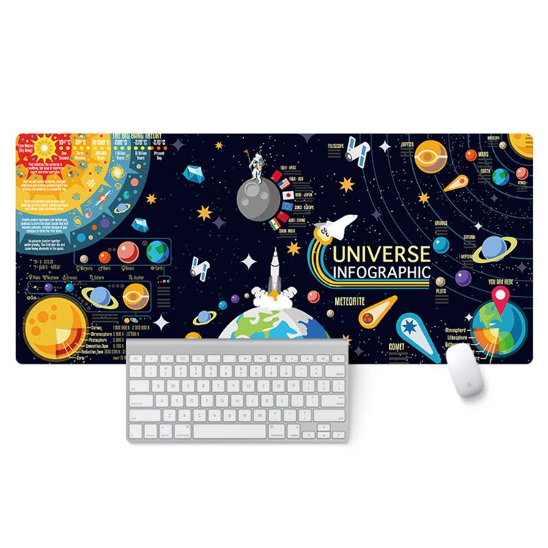 Space Planet Egérpad Laptop Nagyméretű Játékhoz Használható Egérszőnyeg Kiváló Minőségű Nyomtatási Zárolású Edge Design Billentyűzet Asztali Szőnyeg Pc Számítógéphez