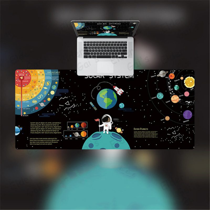 Space Planet Egérpad Laptop Nagyméretű Játékhoz Használható Egérszőnyeg Kiváló Minőségű Nyomtatási Zárolású Edge Design Billentyűzet Asztali Szőnyeg Pc Számítógéphez