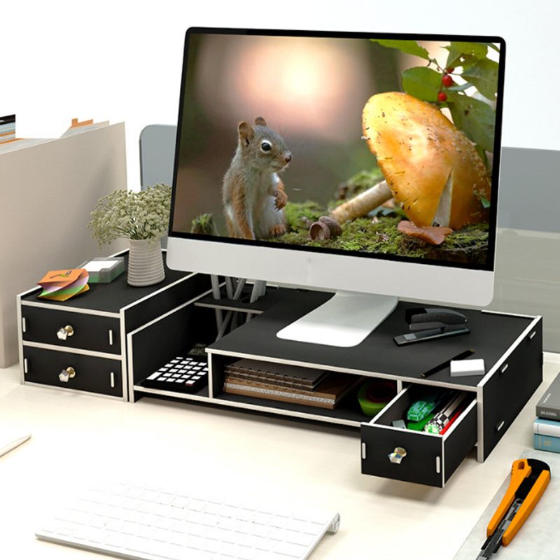 Többfunkciós Asztali Monitor Állvány Fa Polc Lábazat Számítógép Képernyő Emelő Laptop Erős Tartó Fa Asztalok