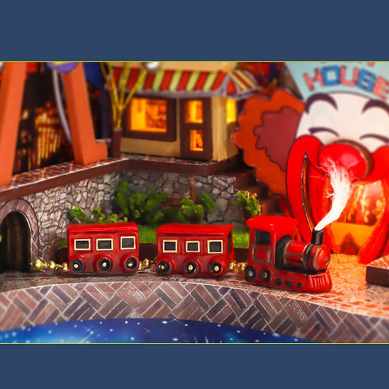 Viai Vidámpark Diy 3d Dekoratív Könyvtartók Kuckópolc Betétkészletek Porvédővel És Led-es Fényű Puzzle Játékkal Gyerekeknek Felnőtteknek Kreatív Ajándékok Otthoni Dekorációhoz