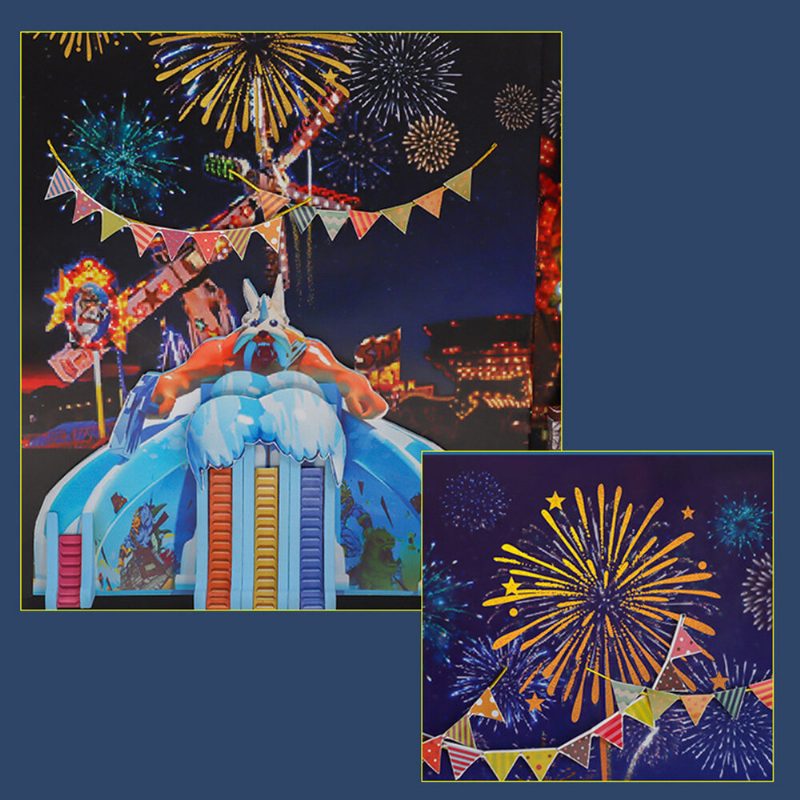 Viai Vidámpark Diy 3d Dekoratív Könyvtartók Kuckópolc Betétkészletek Porvédővel És Led-es Fényű Puzzle Játékkal Gyerekeknek Felnőtteknek Kreatív Ajándékok Otthoni Dekorációhoz
