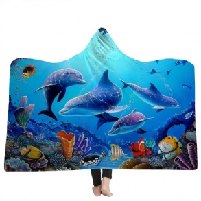 150x200 cm Gyerek Felnőtt Kapucnis Takarók Puha Ocean World Hordható Köpeny